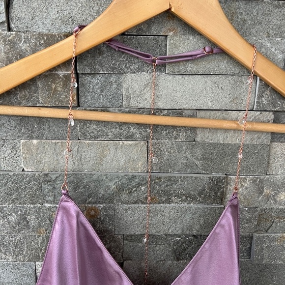 Victoria Secret Light Purple Tank Slip Dress with Jewel Rose Gold Chain Straps - Picture 9 of 9